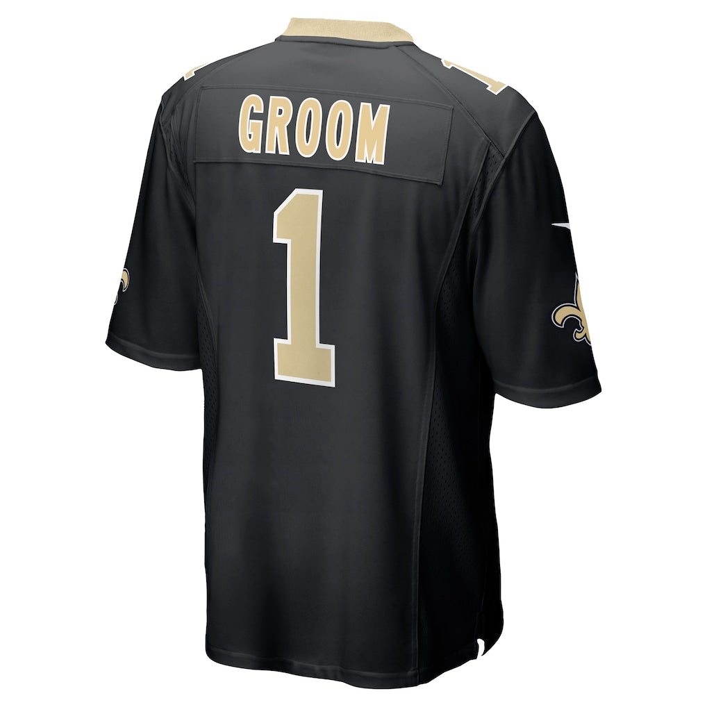 Punc NO.Saints #1 Groom Black Game Jersey