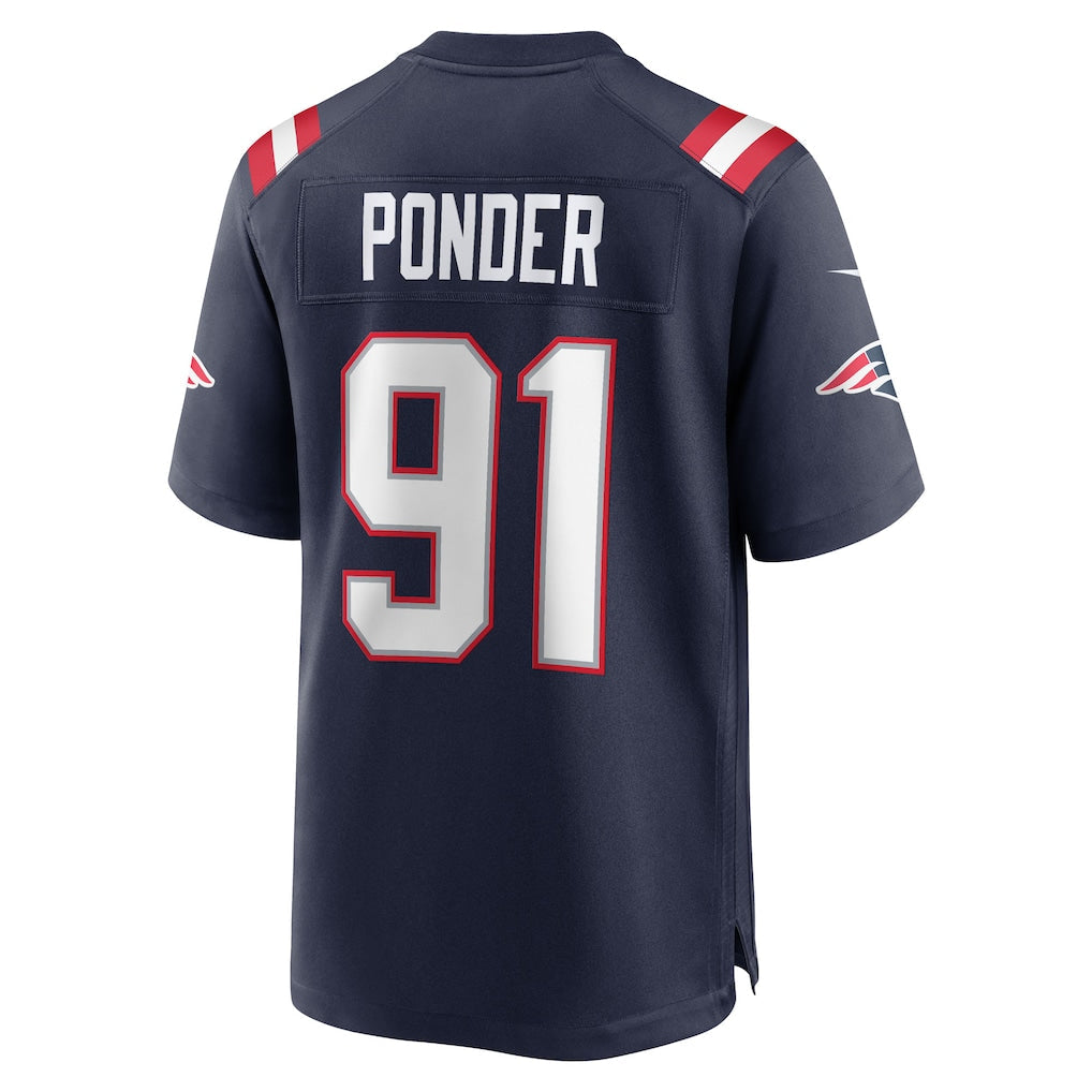 Punc NE.Patriots #91 Elijah Ponder Navy Team Game Jersey