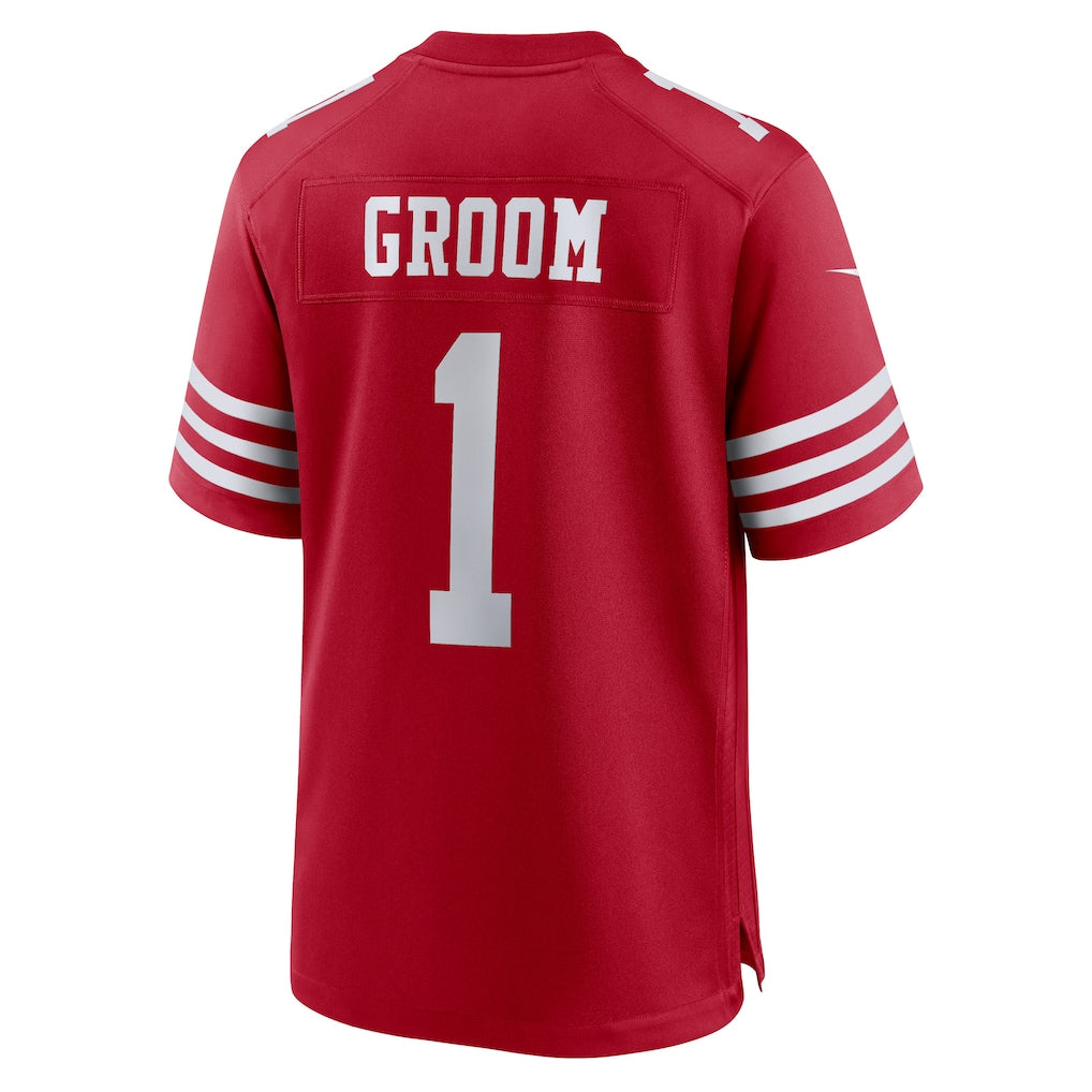 Punc SF.49ers #1 Groom Scarlet Game Jersey
