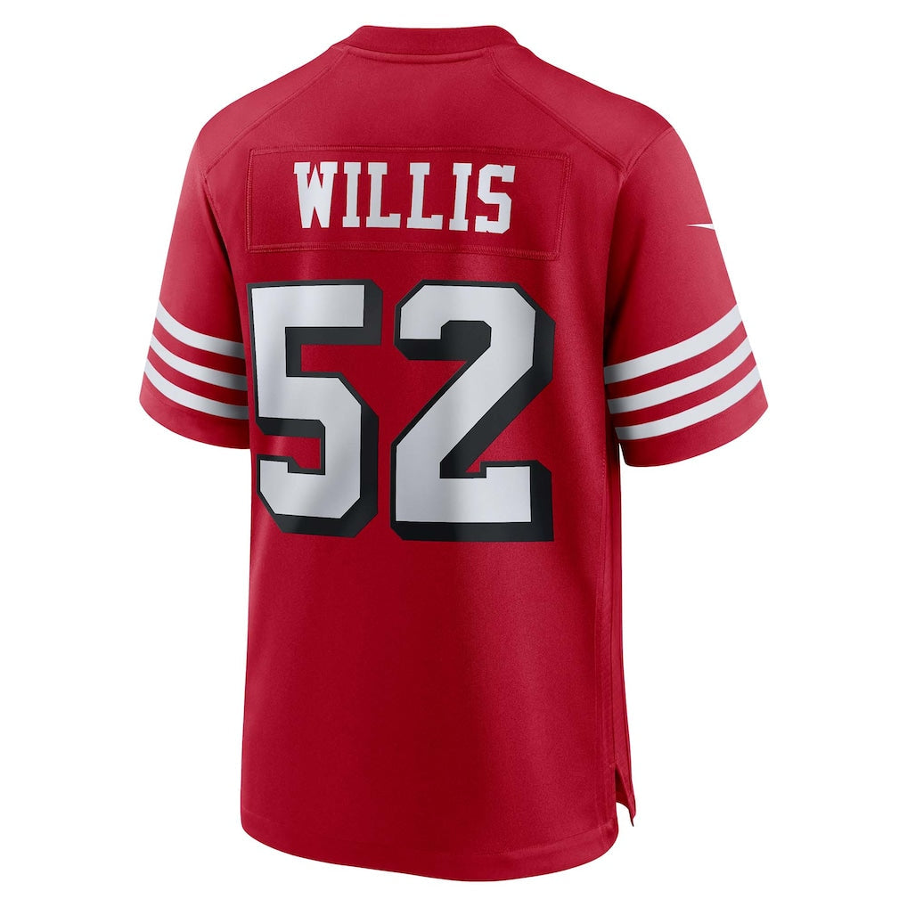 Punc SF.49ers #52 Patrick Willis Scarlet Retired Player Alternate Game Jersey