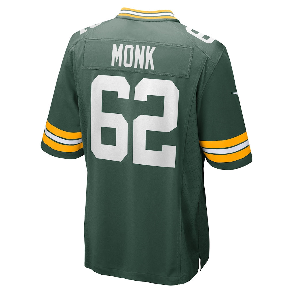 Punc GB.Packers #62 Jacob Monk Green Game Jersey