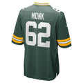 Punc GB.Packers #62 Jacob Monk Green Game Jersey
