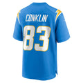 Punc LA.Chargers #83 Tyler Conklin Powder Blue Team Game Jersey