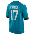 Punc J.Jaguars #17 Tim Patrick Teal Team Game Jersey