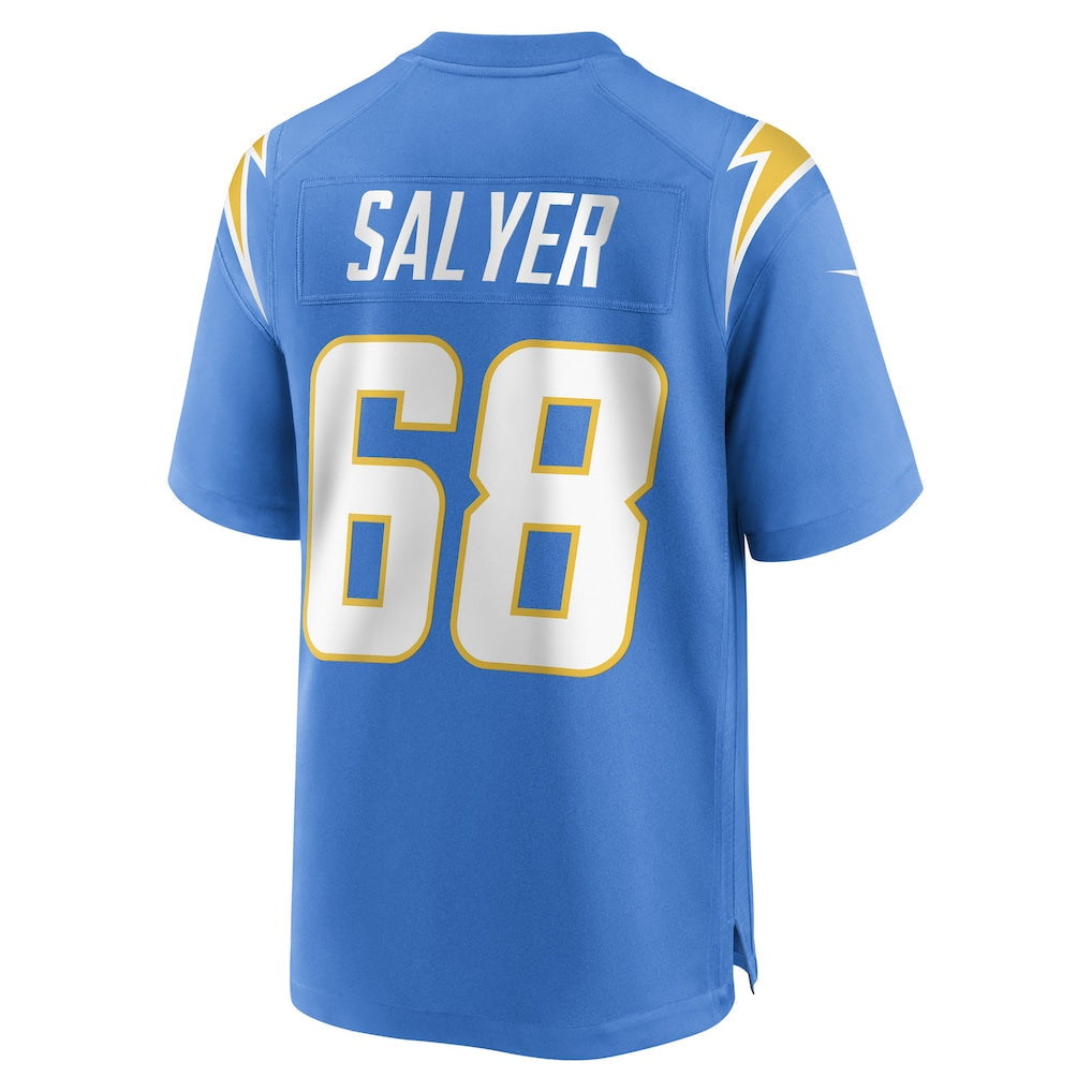 Punc LA.Chargers #68 Jamaree Salyer Powder Blue Player Game Jersey
