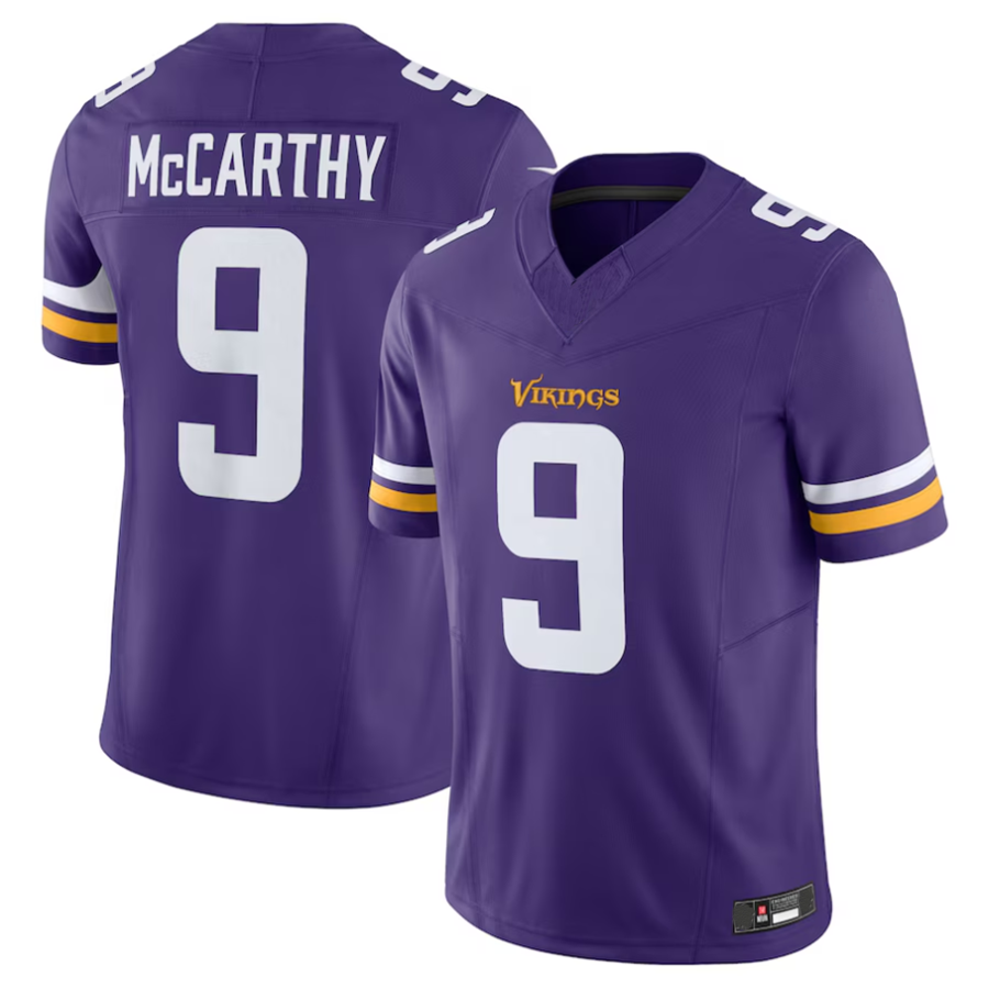 Punc #9 J.J. McCarthy Player MN.Vikings Purple Vapor F.U.S.E. Limited Stitched Jerseys