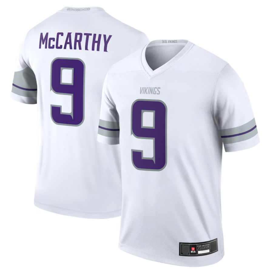 Punc #9 J.J. McCarthy Player MN.Vikings White Alternate Legend Stitched Jerseys