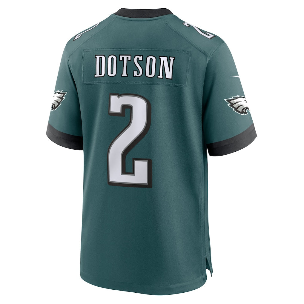 Punc P.Eagles #2 Jahan Dotson Midnight Green Team Game Jersey
