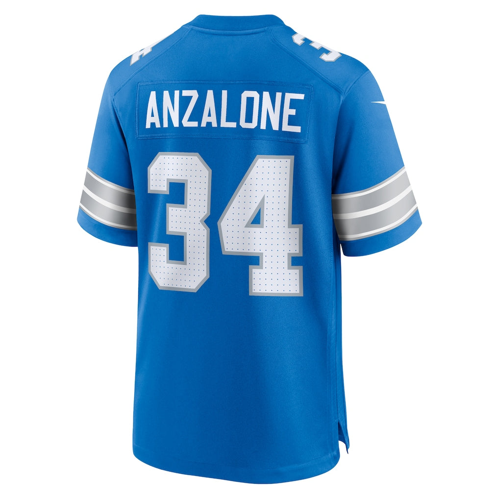 Punc D.Lions #34 Alex Anzalone Blue Game Jersey
