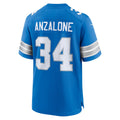 Punc D.Lions #34 Alex Anzalone Blue Game Jersey