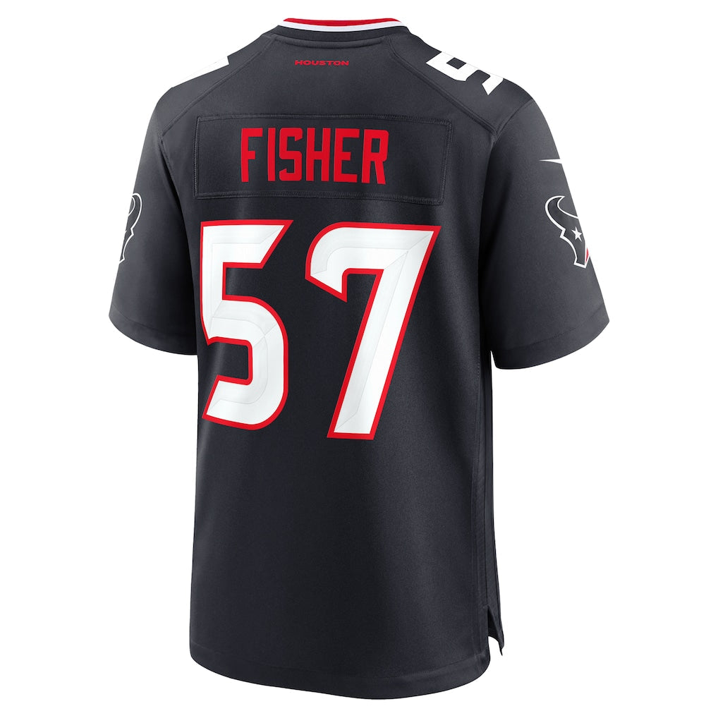 Punc H.Texans #57 Blake Fisher Navy Team Game Jersey