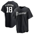 Punc A.Braves #18 Mike Yastrzemski player Black&White Replica Stitched Jerseys