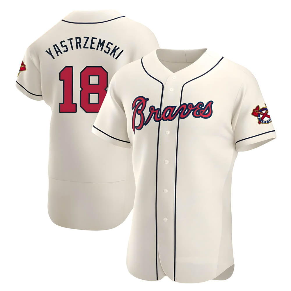 Punc A.Braves #18 Mike Yastrzemski player Cream Authentic Alternate Stitched Jerseys