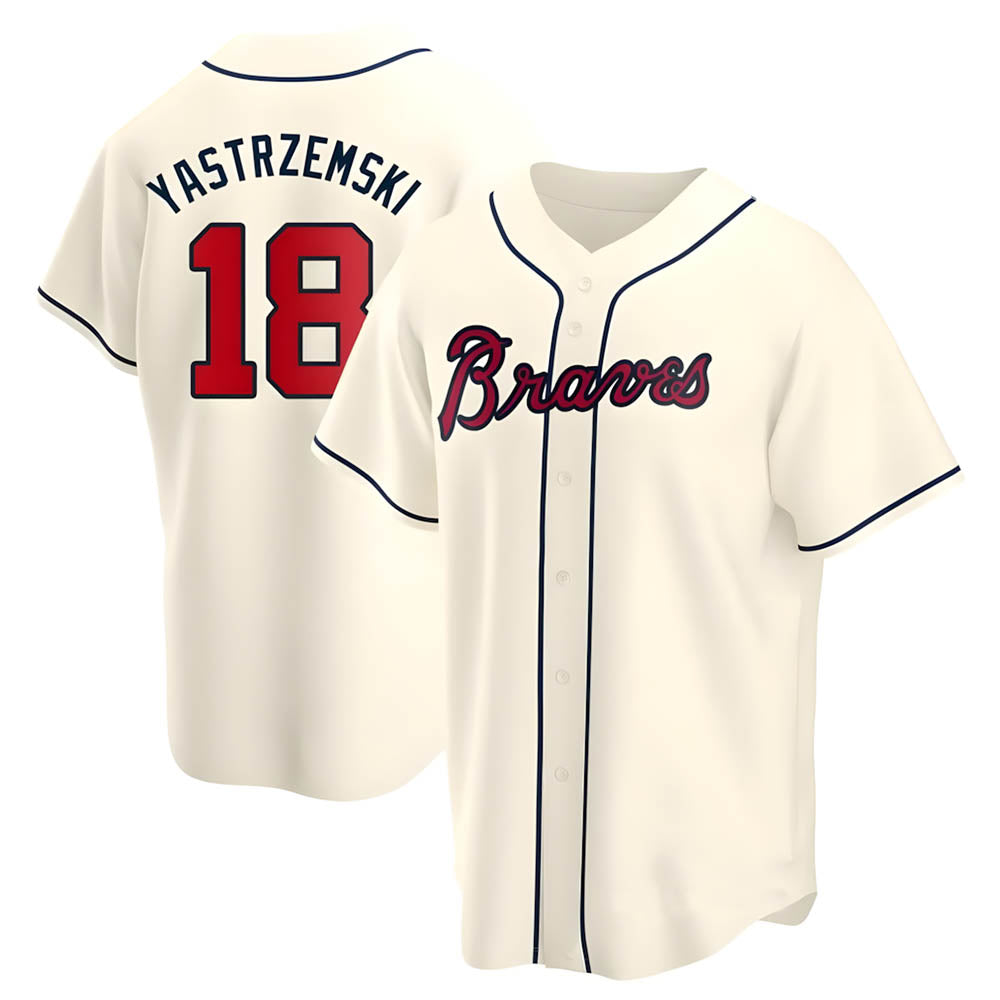Punc A.Braves #18 Mike Yastrzemski player Cream Replica Alternate Stitched Jerseys