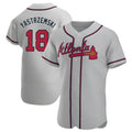 Punc A.Braves #18 Mike Yastrzemski player Gray Authentic Road Stitched Jerseys