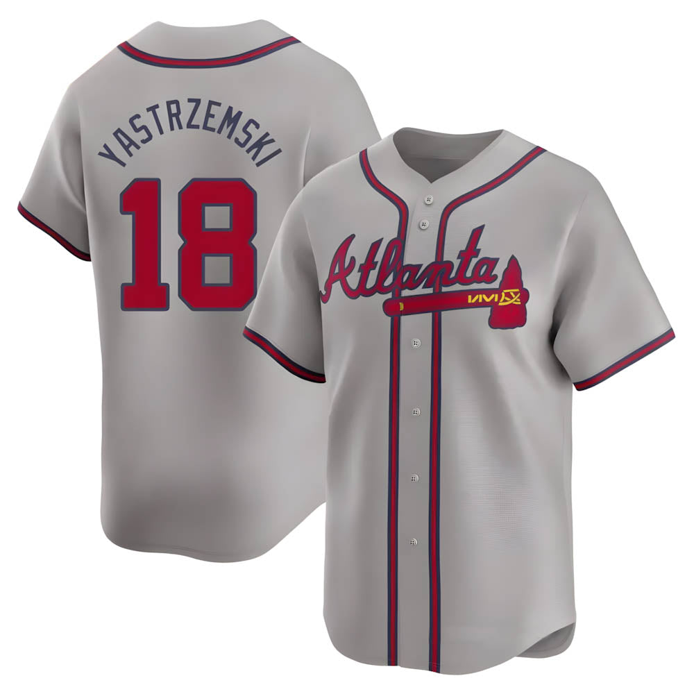Punc A.Braves #18 Mike Yastrzemski player Gray Limited Away Stitched Jerseys