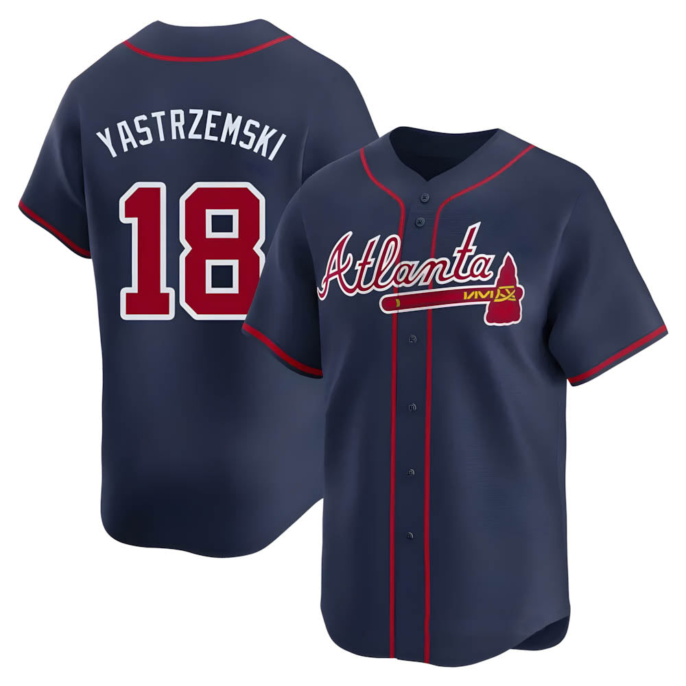 Punc A.Braves #18 Mike Yastrzemski player Navy Limited Alternate Stitched Jerseys