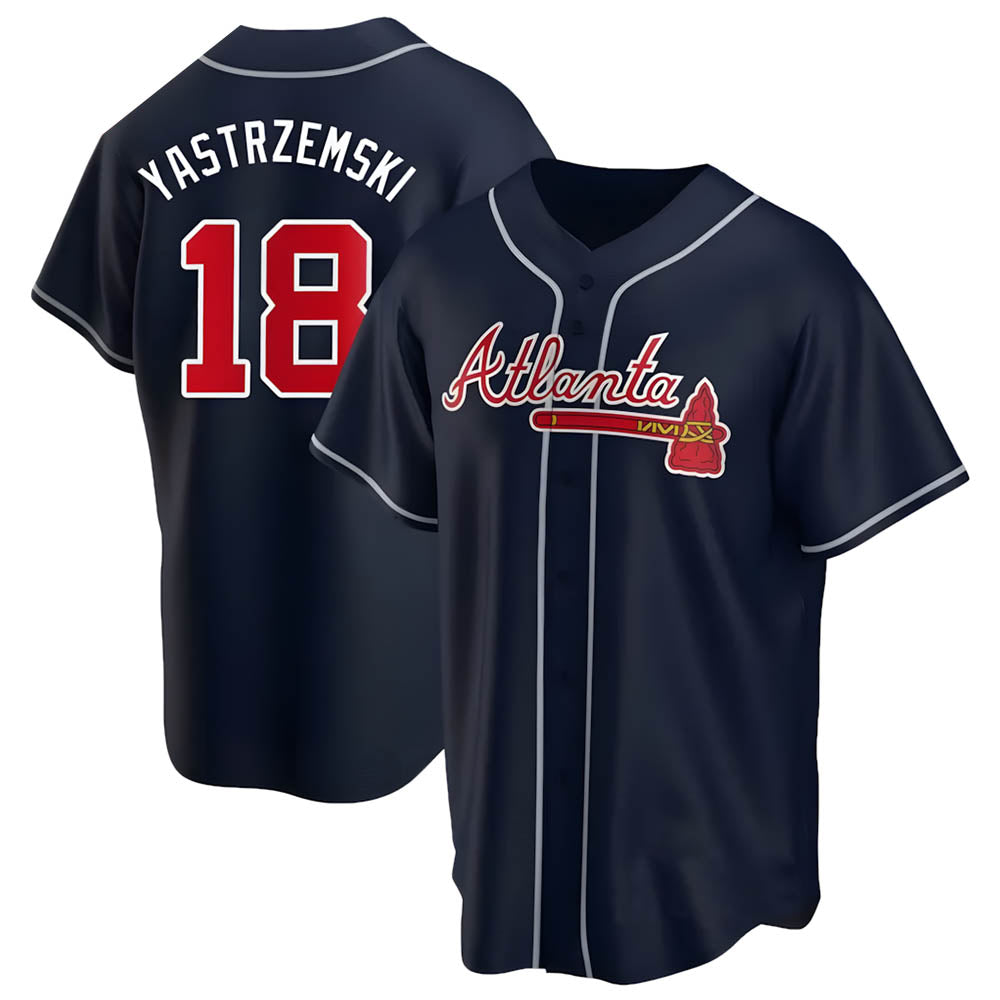 Punc A.Braves #18 Mike Yastrzemski player Navy Replica Alternate Stitched Jerseys