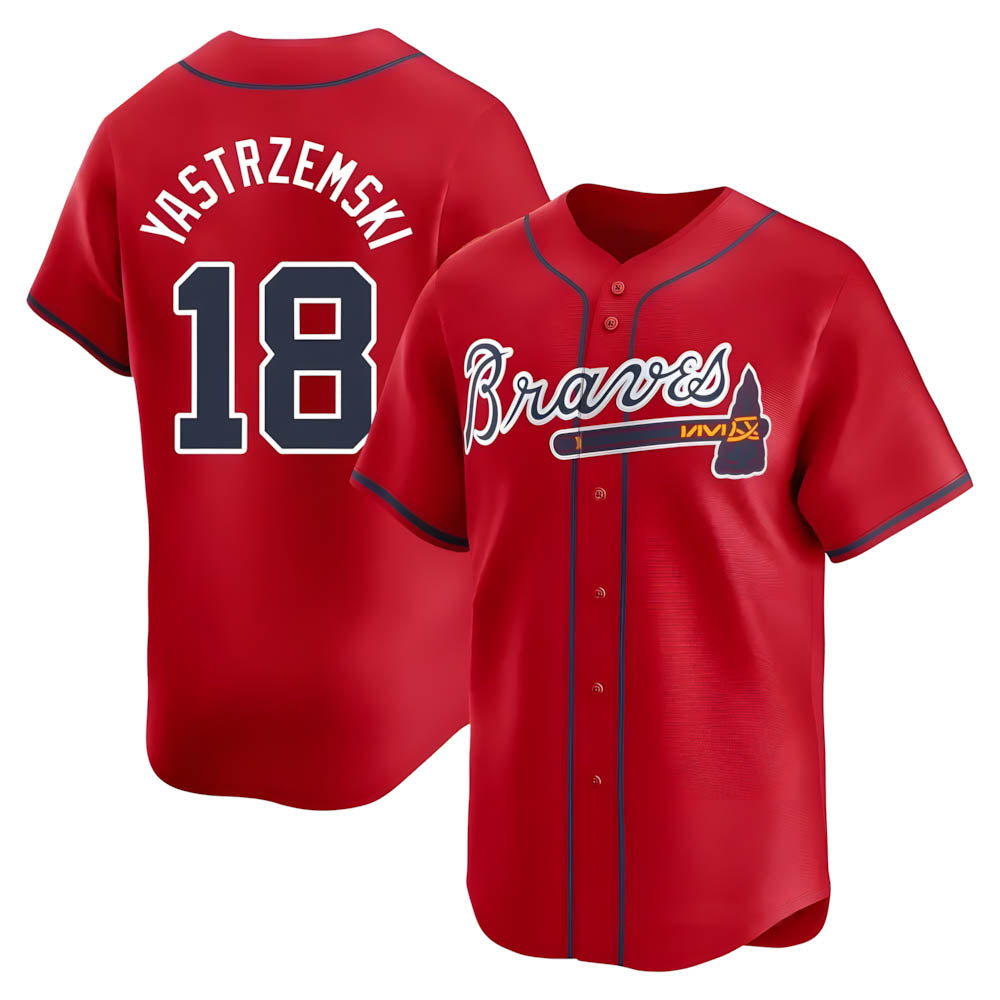 Punc A.Braves #18 Mike Yastrzemski player Red Limited Alternate Stitched Jerseys