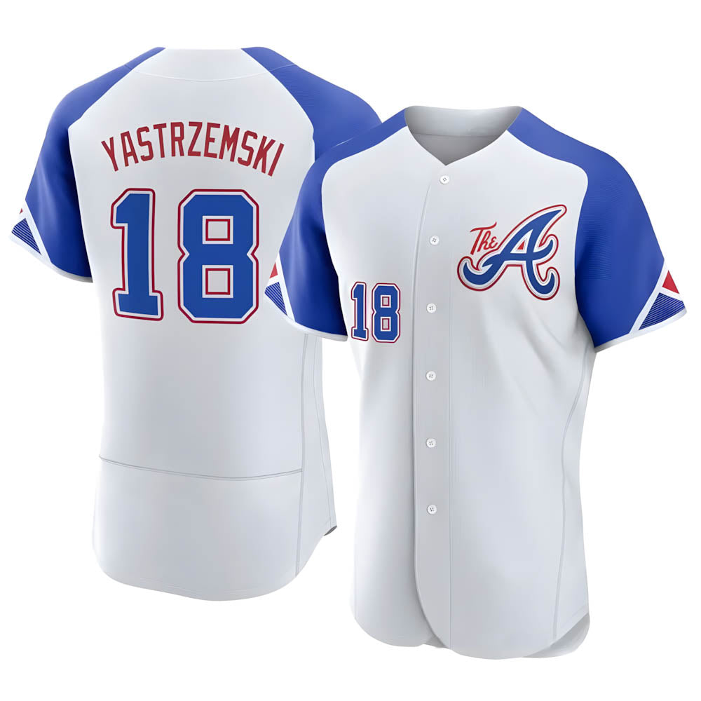 Punc A.Braves #18 Mike Yastrzemski player White Authentic City Connect Stitched Jerseys