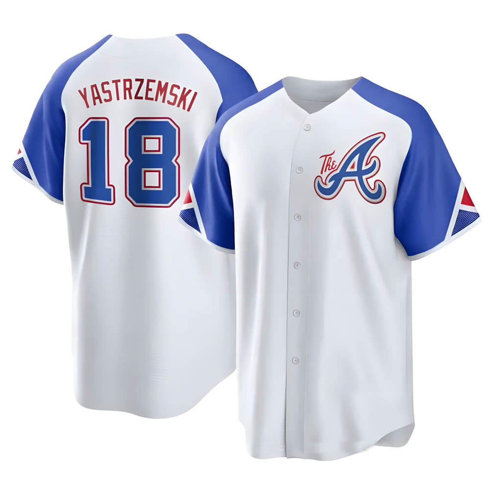 Punc A.Braves #18 Mike Yastrzemski player White Replica City Connect Stitched Jerseys