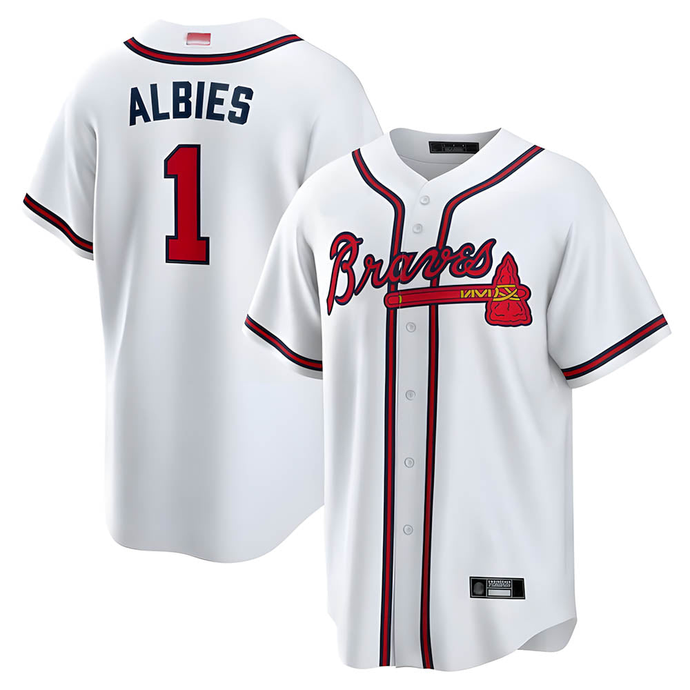 Punc A.Braves #1 Ozzie Albies Player White Alternate Stitched Jerseys