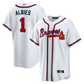 Punc A.Braves #1 Ozzie Albies Player White Alternate Stitched Jerseys