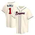 Punc A.Braves #1 Ozzie Albies Player Cream Replica Alternate Stitched Jerseys