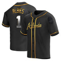 Punc A.Braves #1 Ozzie Albies Player Gold Replica Black en Alternate Stitched Jerseys