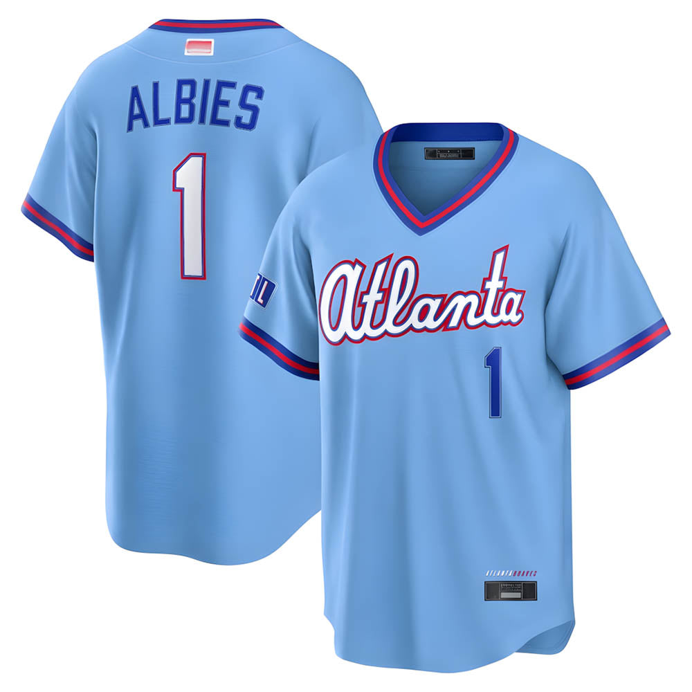 Punc A.Braves #1 Ozzie Albies Player Powder Blue 2026 City Connect T shirt Stitched Jerseys