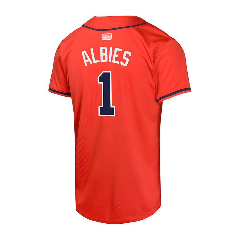 Punc A.Braves #1 Ozzie Albies Player Red Limited Stitched Jerseys