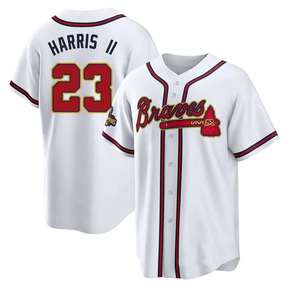 Punc A.Braves #23 Michael Harris II player Gold &White Replica Program Stitched Jerseys