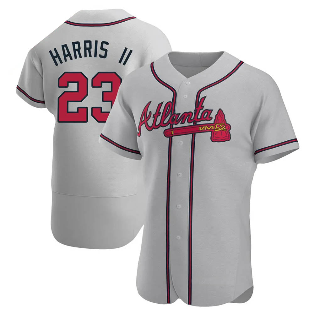 Punc A.Braves #23 Michael Harris II player Gray Authentic Road Stitched Jerseys