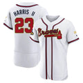 Punc A.Braves #23 Michael Harris II player White&Gold Authentic Program Stitched Jerseys