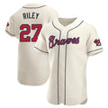 Punc A.Braves #27 Austin Riley Player Cream Authentic Alternate Stitched Jerseys
