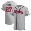 Punc A.Braves #27 Austin Riley Player Gray Authentic Road Stitched Jerseys