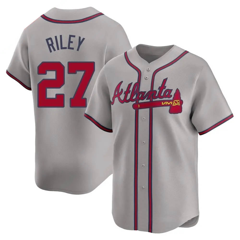 Punc A.Braves #27 Austin Riley Player Gray Limited Away Stitched Jerseys