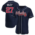 Punc A.Braves #27 Austin Riley Player Navy Authentic Alternate Stitched Jerseys