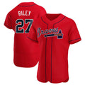 Punc A.Braves #27 Austin Riley Player Red Authentic Alternate Stitched Jerseys
