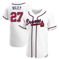 Punc A.Braves #27 Austin Riley Player White Authentic Home Stitched Jerseys