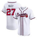 Punc A.Braves #27 Austin Riley Player White Elite Home Stitched Jerseys