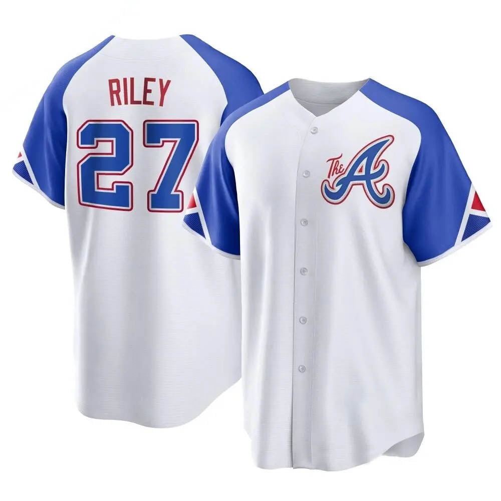 Punc A.Braves #27 Austin Riley Player White Replica City Connect Stitched Jerseys