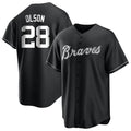 Punc A.Braves #28 Matt Olson Player Black&White Replica Stitched Jerseys