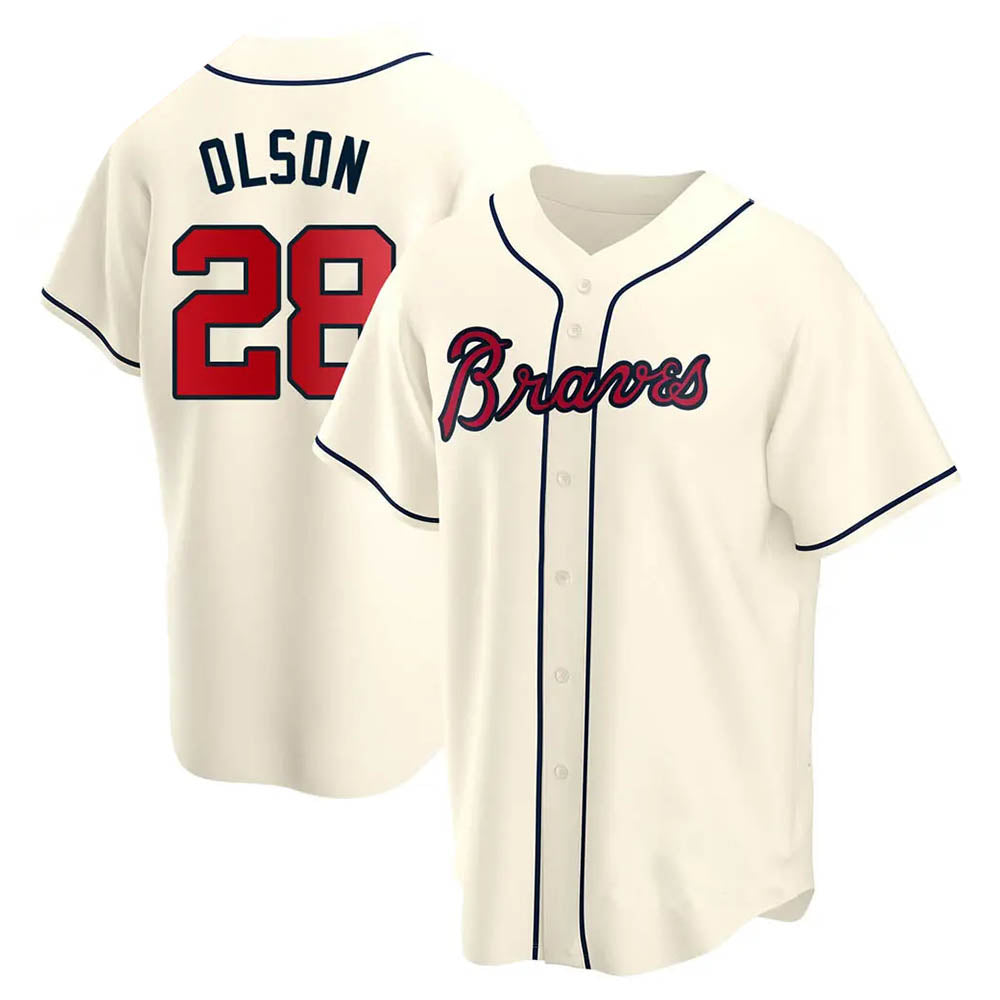 Punc A.Braves #28 Matt Olson Player Cream Replica Alternate Stitched Jerseys