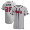 Punc A.Braves #28 Matt Olson Player Gray Authentic Road Stitched Jerseys
