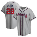 Punc A.Braves #28 Matt Olson Player Gray Replica Road Stitched Jerseys