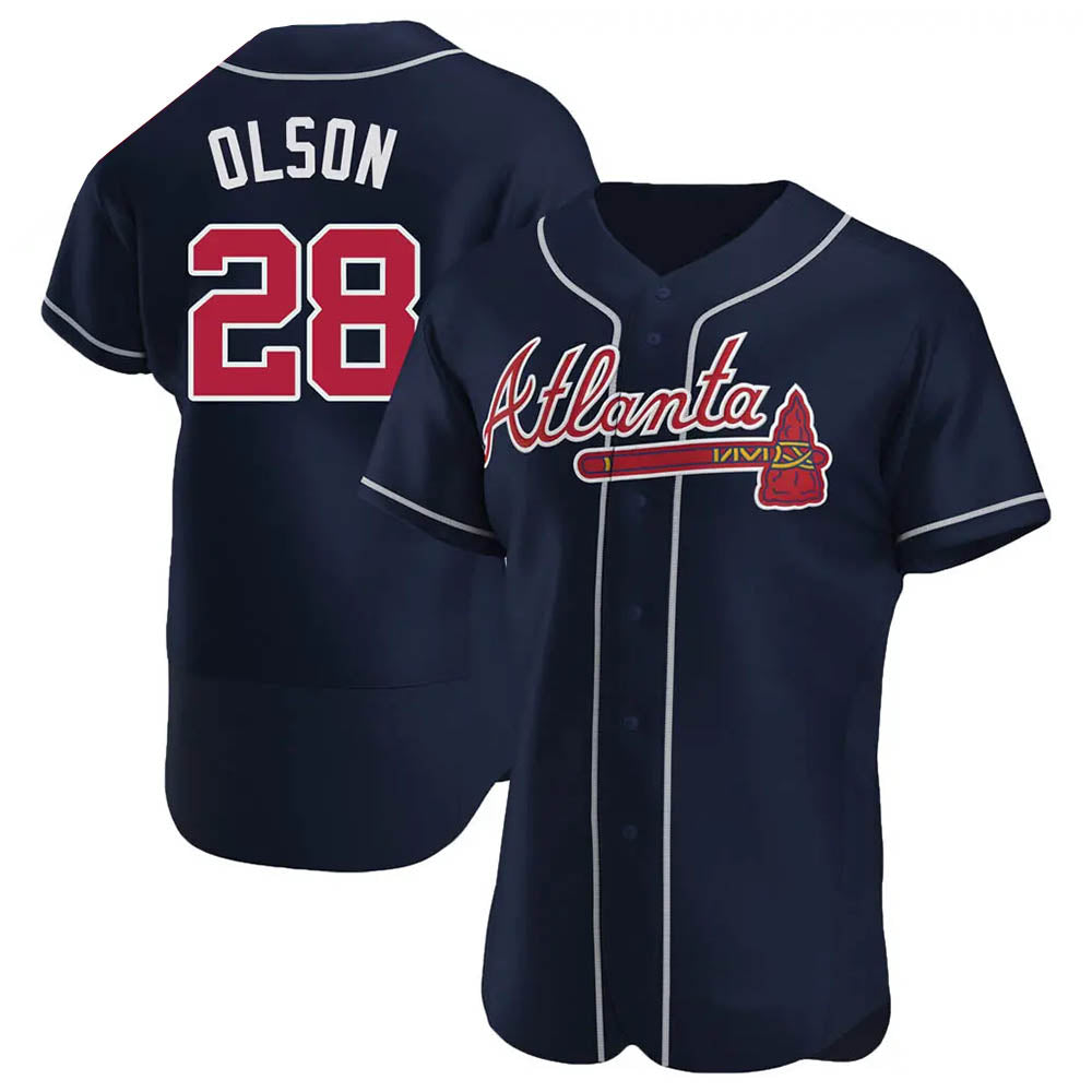 Punc A.Braves #28 Matt Olson Player Navy Authentic Alternate Stitched Jerseys