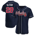Punc A.Braves #28 Matt Olson Player Navy Authentic Alternate Stitched Jerseys