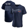 Punc A.Braves #28 Matt Olson Player Navy Authentic Alternate Team Stitched Jerseys