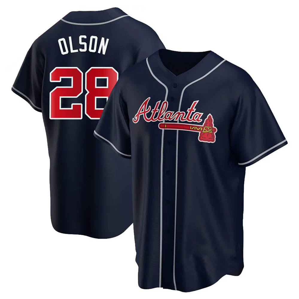 Punc A.Braves #28 Matt Olson Player Navy Replica Alternate Stitched Jerseys